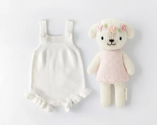 Baby autumn-winter romper in cotton knit – White