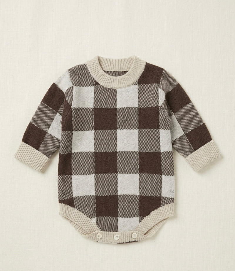 Chargez l'image dans la visionneuse de la galerie, Combinaison bébé garçon carreaux manches longues – Kali
