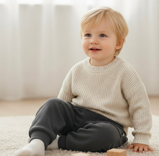 Pantalons chauds en velours pour garçon – Kaki lilas