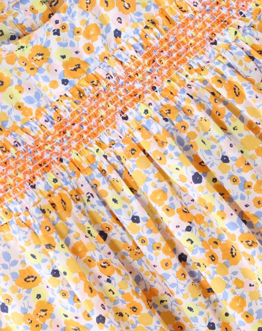 Robe à fleurs jaunes pour filles Léonie