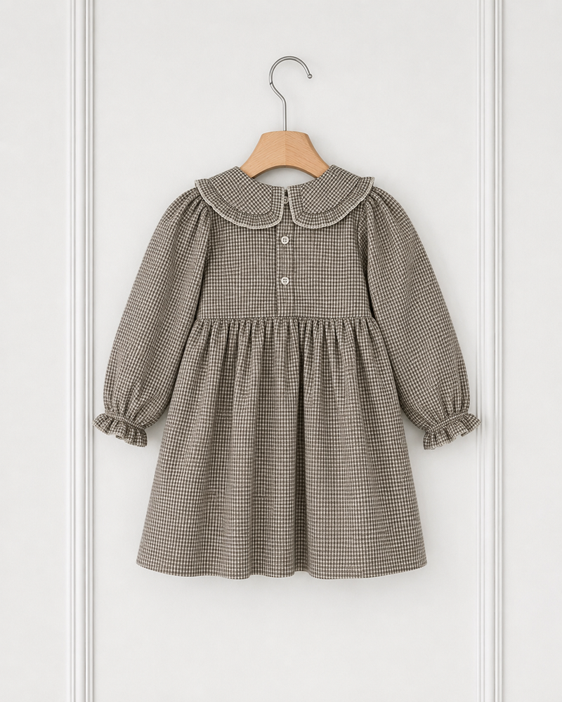 Load image into Gallery viewer, Charlotte baby girl dress with checked Peter Pan collar – Autumn-Winter
