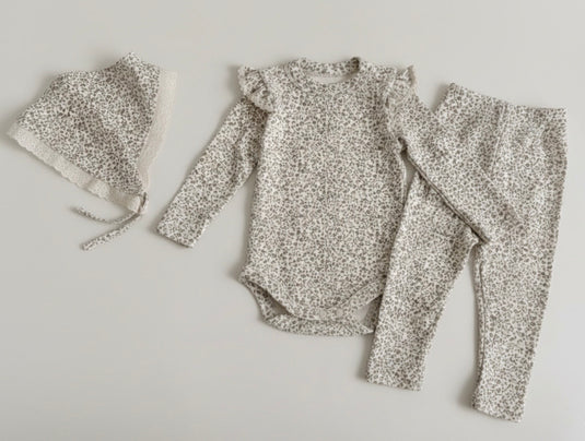 Ensemble bébé 3 pièces fleuri automne-hiver – Kali