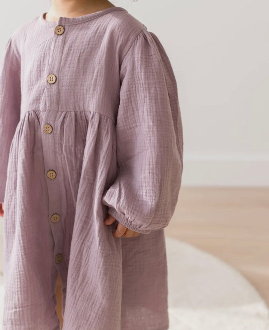 Robe à manches bouffantes Lilas 1-2 ans coton bio