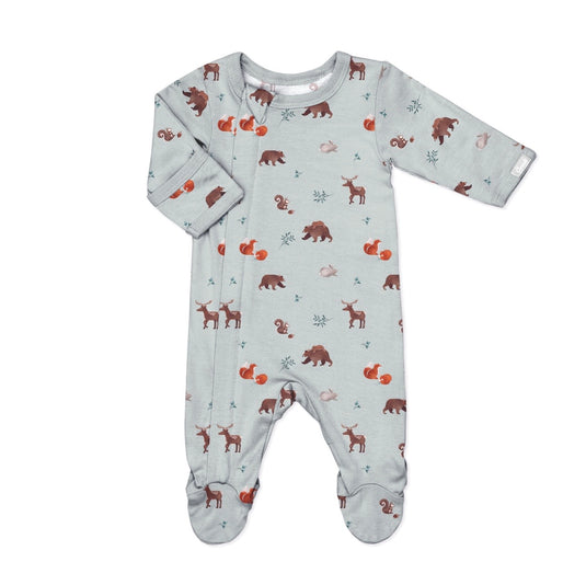 Footie modal zipper animals on mercury Coccoli