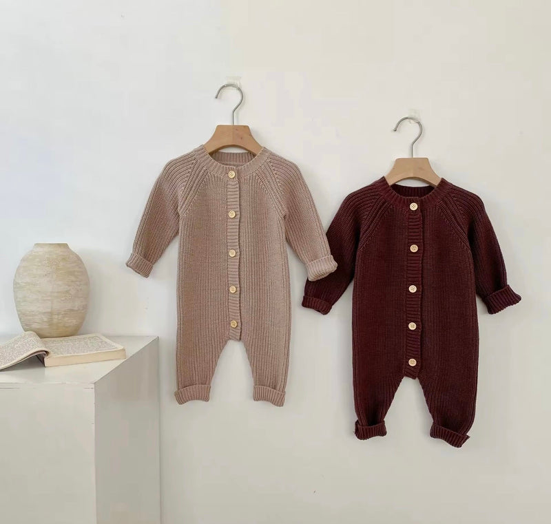 Chargez l'image dans la visionneuse de la galerie, Combinaison bébé beige marron coton doux – Kali
