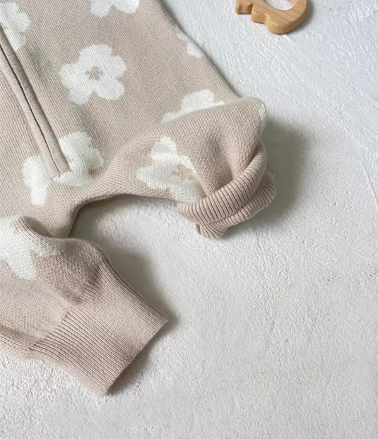 Combinaison bébé capuche fleurs automne-hiver – Kali