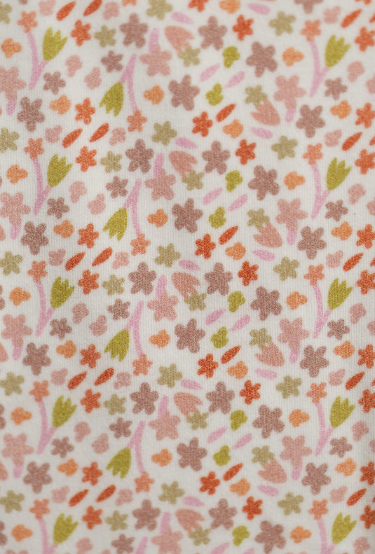 Organic cotton baby romper with pink-lime pattern – Khaki Lilac