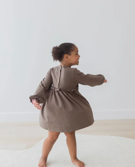 Robe en jersey à manches longues Walnut coton bio