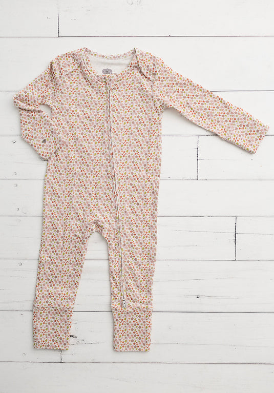 Barboteuse bébé coton bio motif rose-lime – Kaki Lilas