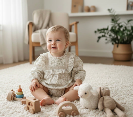 Barboteuse bébé Liberty beige en coton doux – Kali