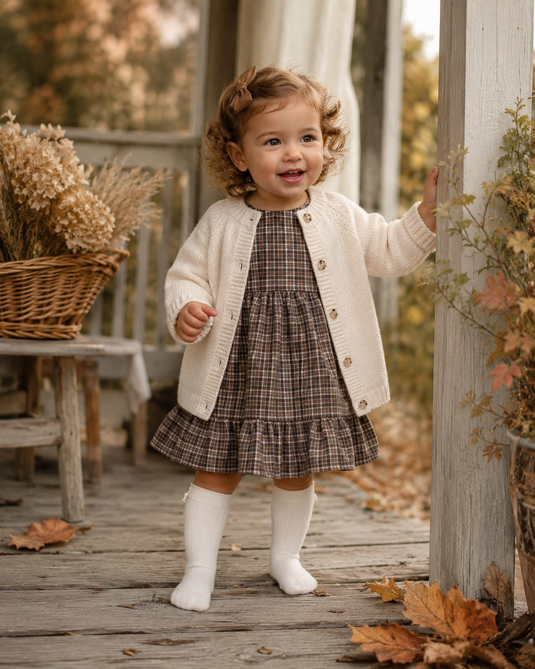 Cardigan intemporel ivoire en tricot pour bébé et fille