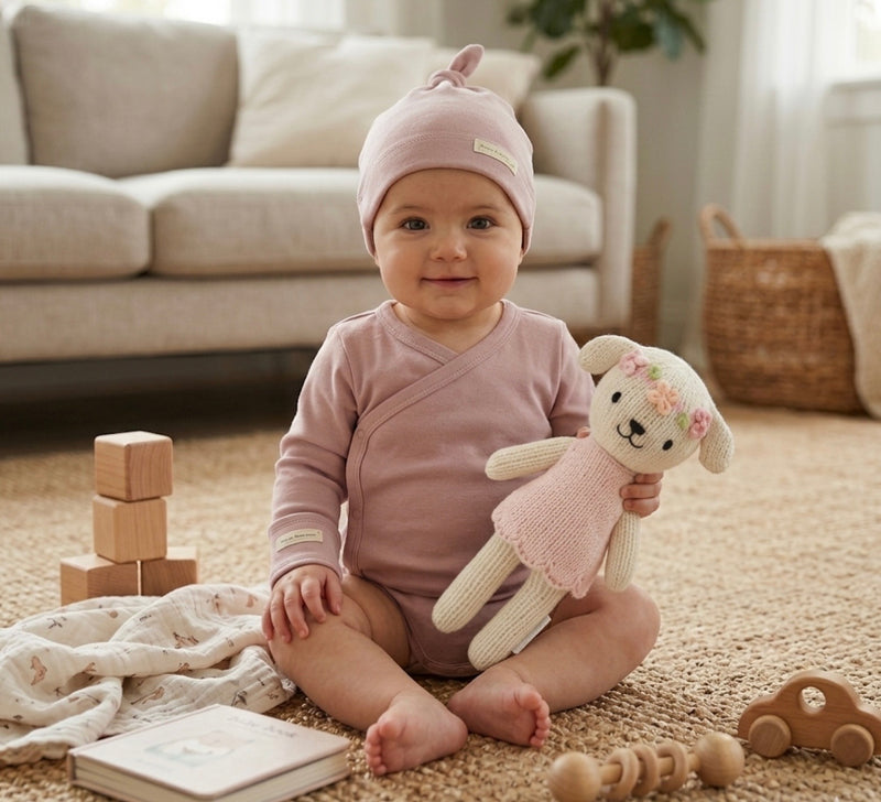 Chargez l'image dans la visionneuse de la galerie, Grenouillère pour bébé avec bonnet en coton bio

