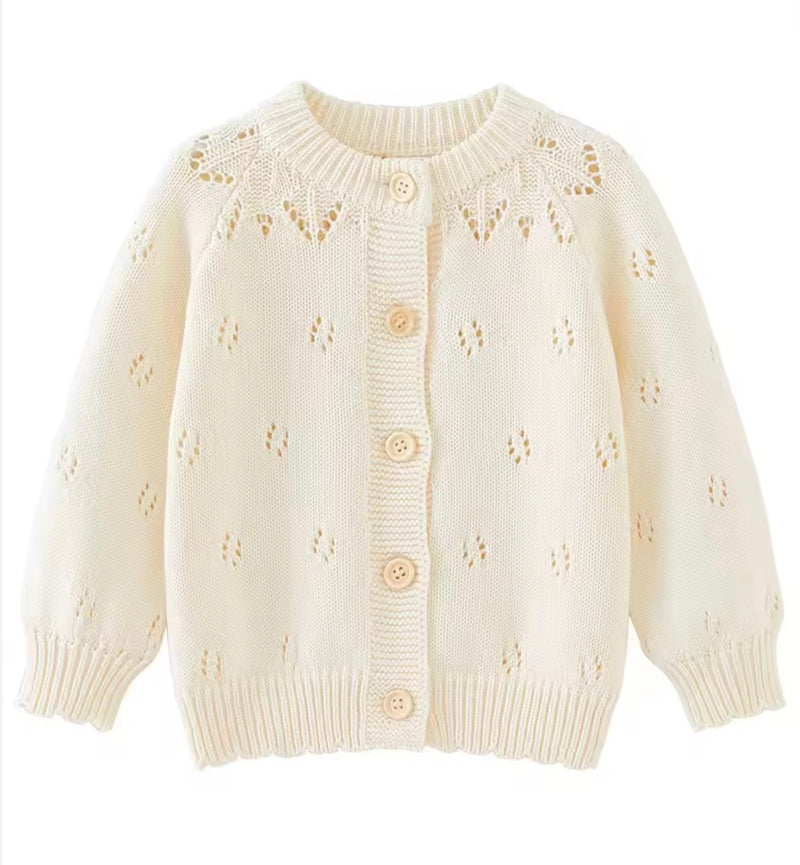 Chargez l'image dans la visionneuse de la galerie, Cardigan bébé et fille ivoire &amp; rose Vichy | Pré-commande
