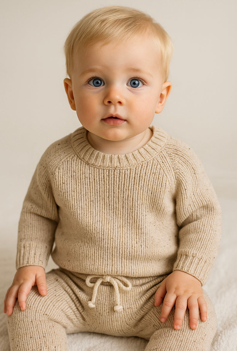 Chargez l&#39;image dans la visionneuse de la galerie, Ensemble bébé garçon en tricot de coton doux et confortable – Kali - Boutique Kaki Lilas
