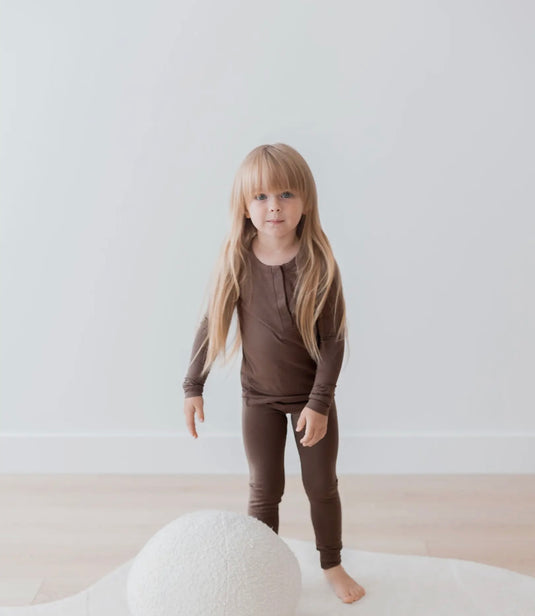 Ensemble Henley à manches longues | Noyer coton bio