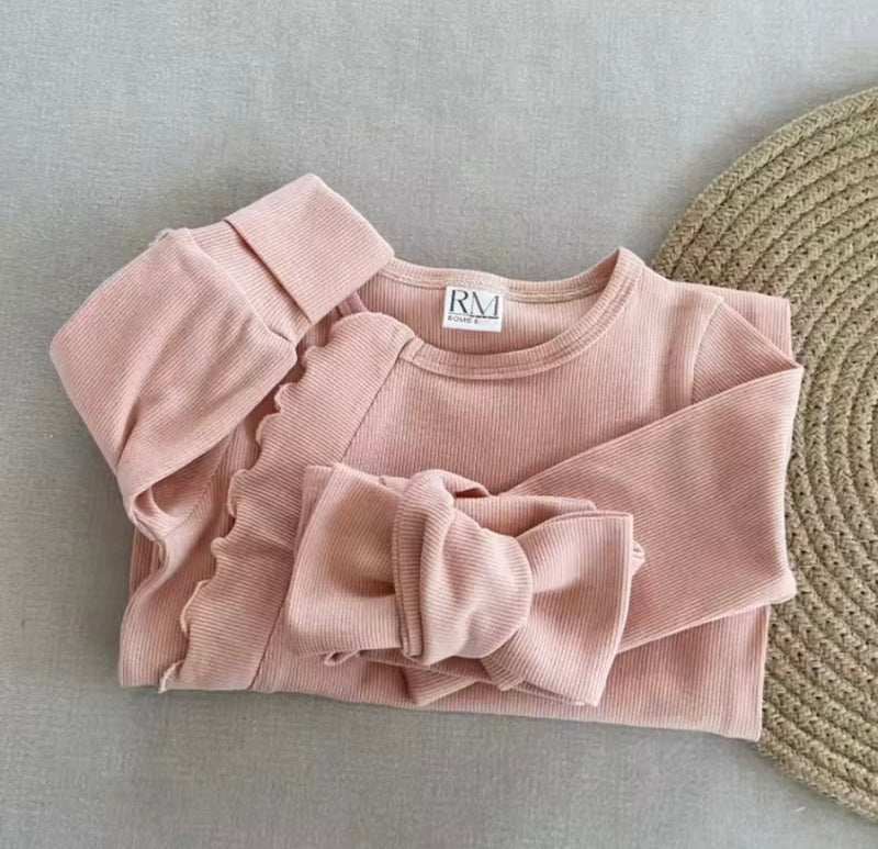 Chargez l&#39;image dans la visionneuse de la galerie, Combinaison bébé fille manches longues en coton doux avec bandeau – Kali
