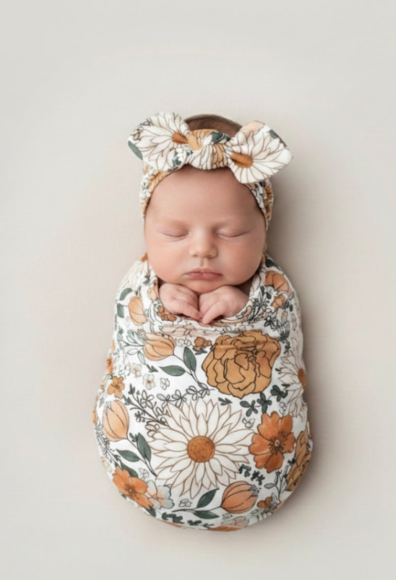Load image into Gallery viewer, Kali Soft Cotton Newborn Cocoon – Blanket, Hat and Headband
