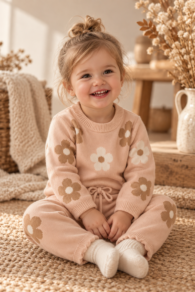 Load image into Gallery viewer, Girls' Soft Sweater + Floral Pants Set - Kali
