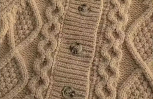 Cardigan pour filles automne-hiver tricot café et marron – Kali