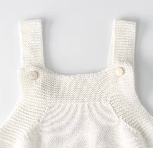 Baby autumn-winter romper in cotton knit – White