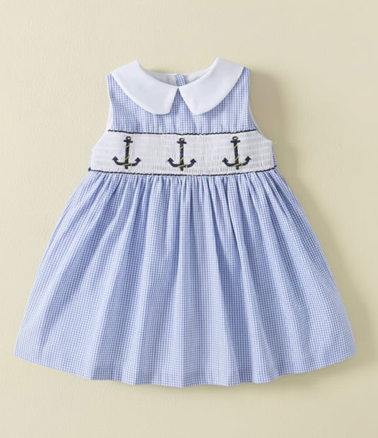 Robe bébé fille haut de gamme à carreaux bleus – Modèle Kali en coton doux