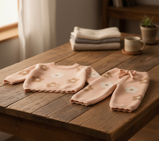 Ensemble fille doux pull + pantalon à fleurs – Kali