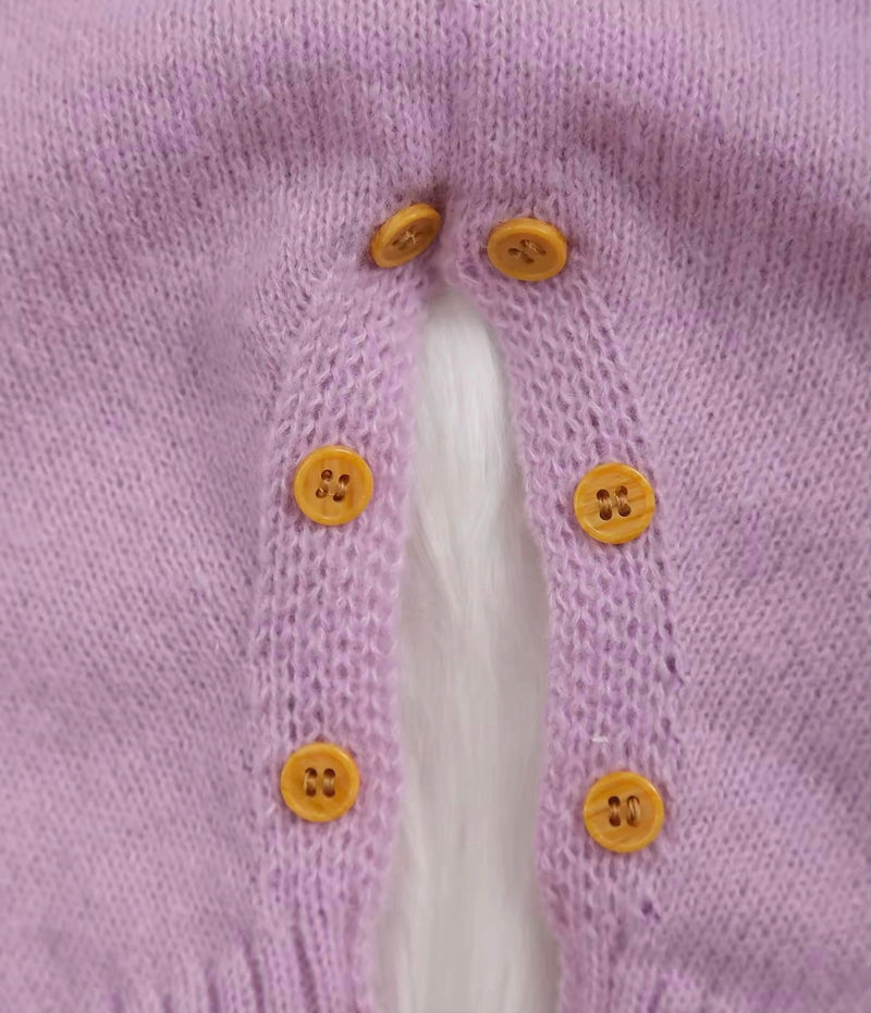 Load image into Gallery viewer, Soft lilac knitted baby jumpsuit with embroidery
