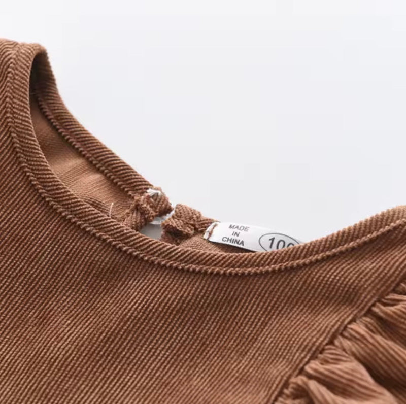 Load image into Gallery viewer, Corduroy Ruffle Dress for Girls - Autumn-Winter

