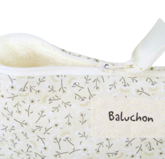 Sac à cosmétiques fait mains format moyen fleurs vertes