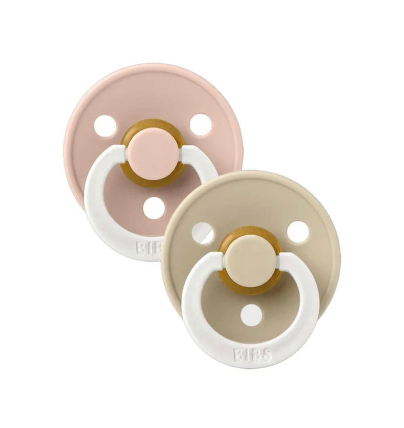 Load image into Gallery viewer, Pack containing two latex Bibs pacifiers in Blus Glow/Vanilla Glow
