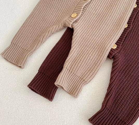 Combinaison bébé beige marron coton doux – Kali