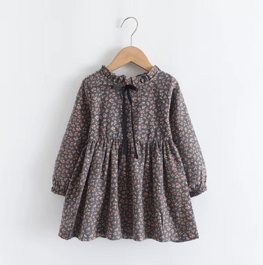 Robes fille d’automne en coton doux – Motifs fleuris élégants