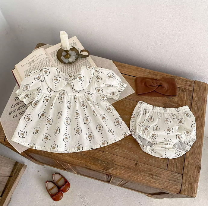 Barboteuse bébé – Motifs ronds & fleuris – Kali – Confort et style