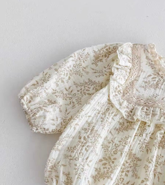 Barboteuse bébé Liberty beige en coton doux – Kali