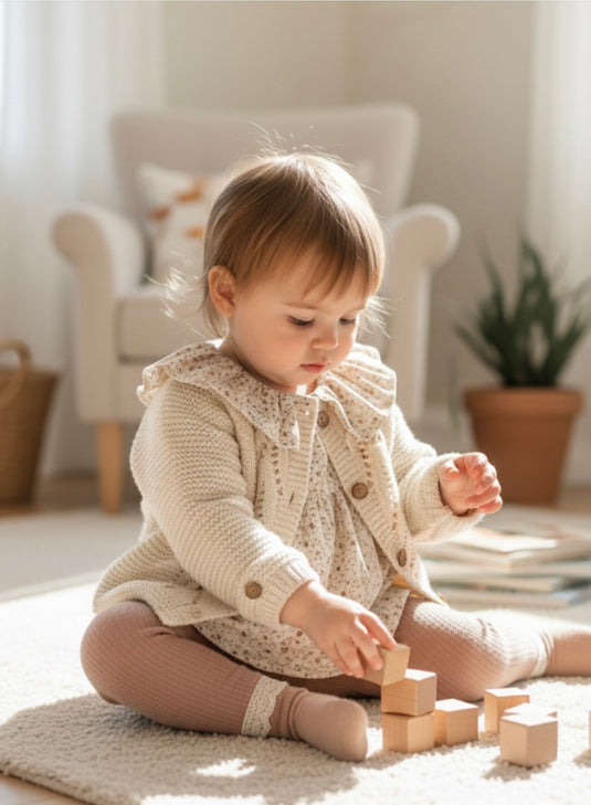 Leggings bébé & enfant coton doux dentelle – Kaki Lilas