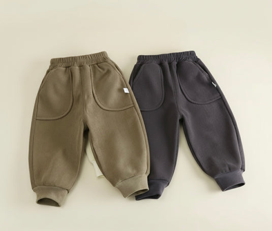Pantalons chauds en velours pour garçon – Kaki lilas