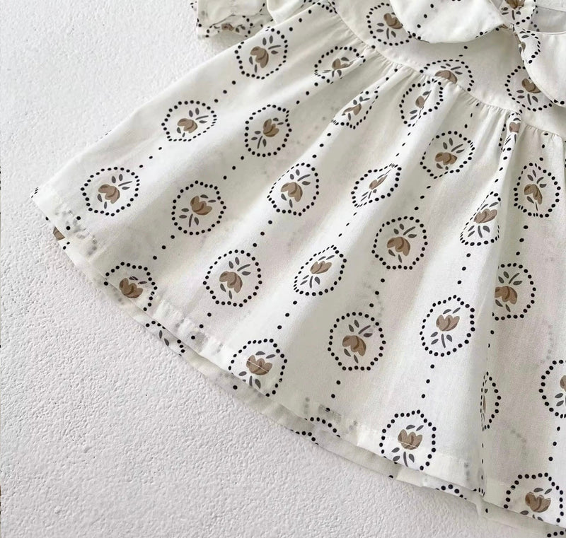Chargez l'image dans la visionneuse de la galerie, Barboteuse bébé fille été à motifs ronds fleuris
