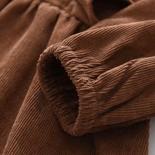 Corduroy Ruffle Dress for Girls - Autumn-Winter