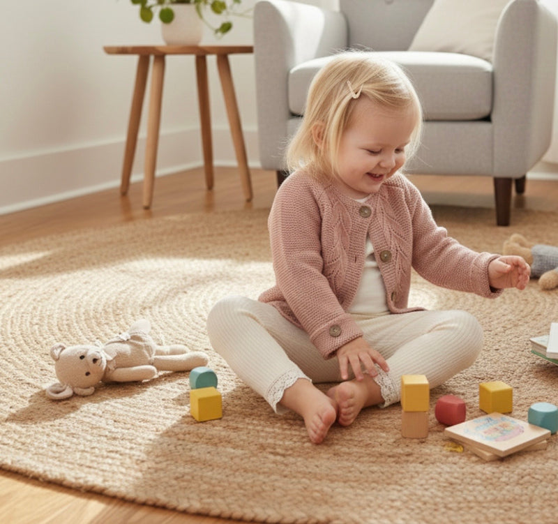 Load image into Gallery viewer, Baby cardigan in cotton knit – Blush Collection
