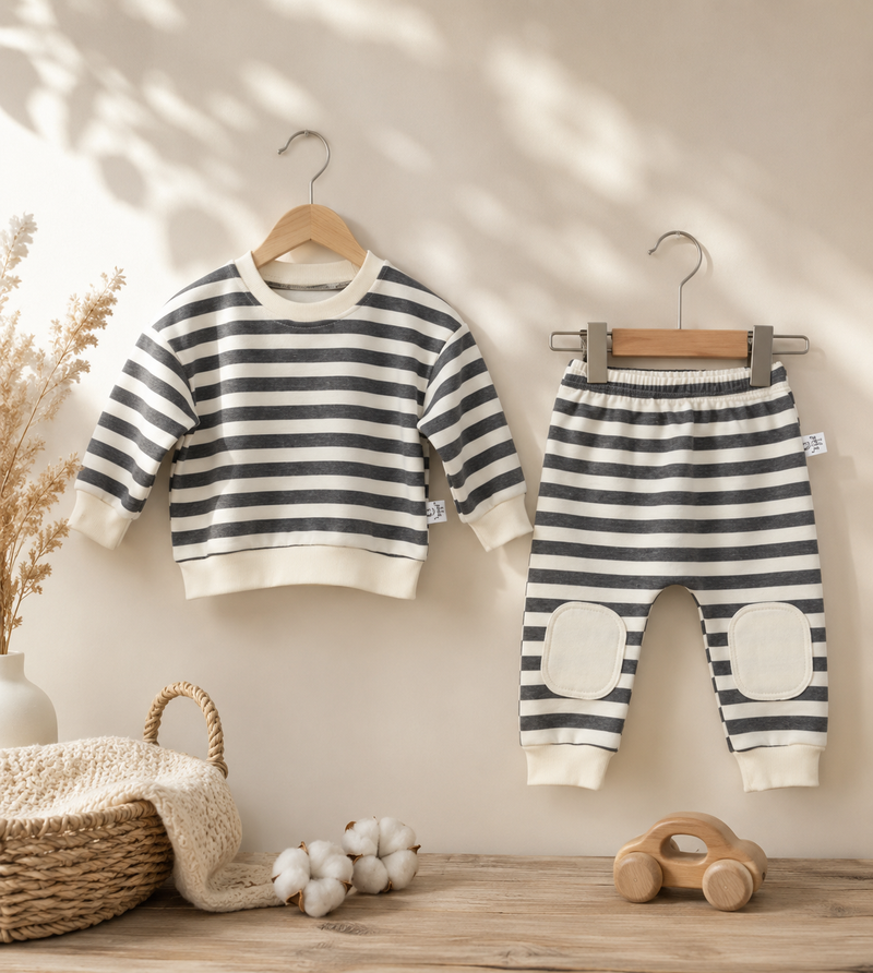 Load image into Gallery viewer, Soft cotton striped baby boy outfit – Autumn-Winter
