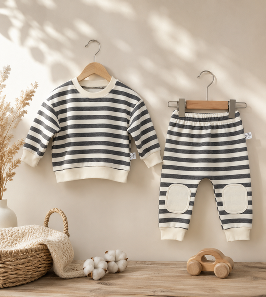 Soft cotton striped baby boy outfit – Autumn-Winter