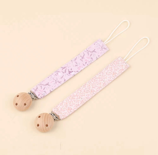 Attache-sucette bébé en coton Kali – Motifs colorés et bois naturel - Boutique Kaki Lilas