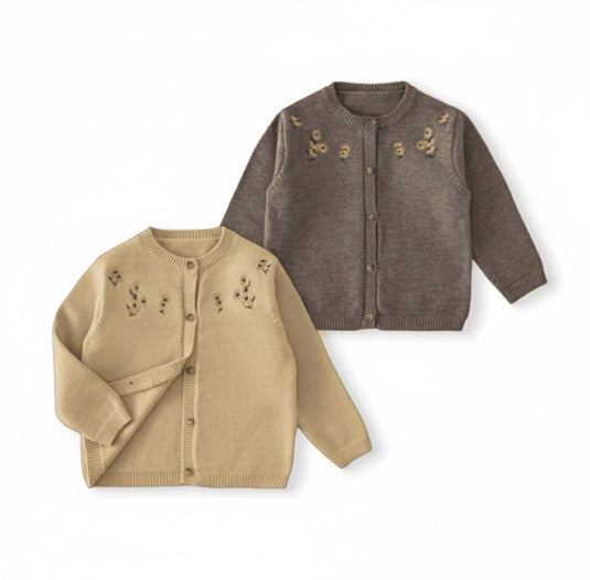 Cardigan bébé brodé en coton doux – Kali