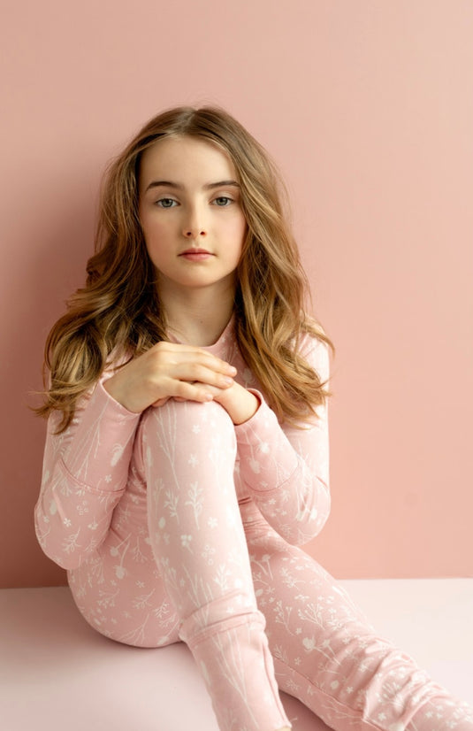 Pyjama modal deux pièces imprimé de couleur rose