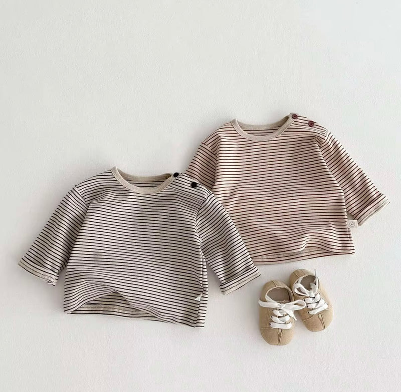 Chargez l'image dans la visionneuse de la galerie, Chandail garçon manches longues rayures fines coton
