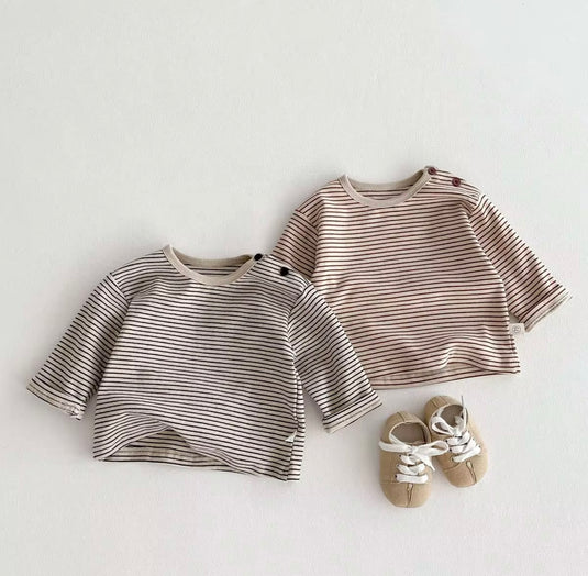 Chandail garçon manches longues rayures fines coton