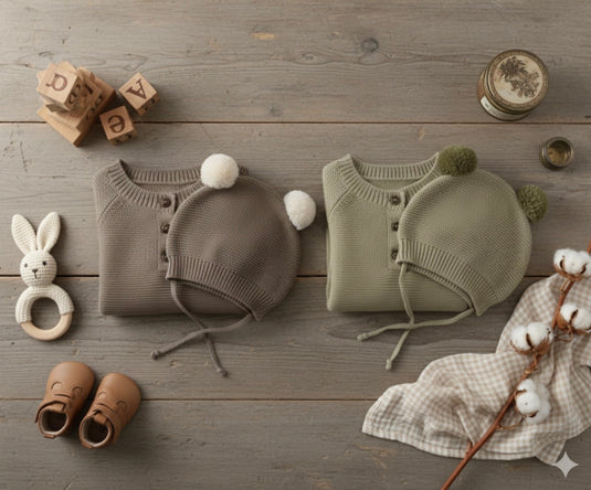 Combinaison bébé tricot coton doux + bonnet – Kali