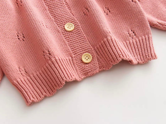 Cardigan bébé et fille ivoire & rose Vichy | Pré-commande