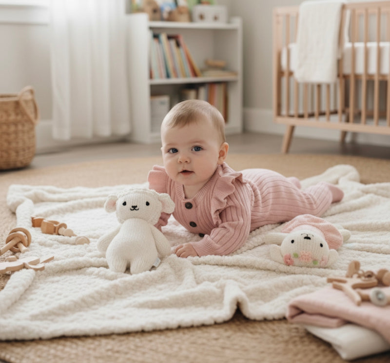 Chargez l&#39;image dans la visionneuse de la galerie, Combinaison en tricot doux pour bébé avec boutons – Kaki Lilas
