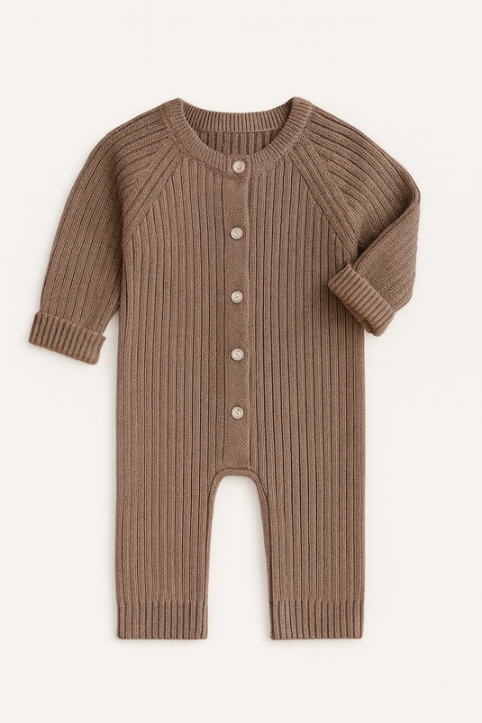 Combinaison bébé garçon tricot coton – Kaki lilas